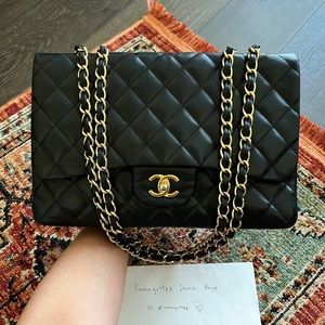 Chanel Classic Jumbo Black Lambskin Single Flap Bag